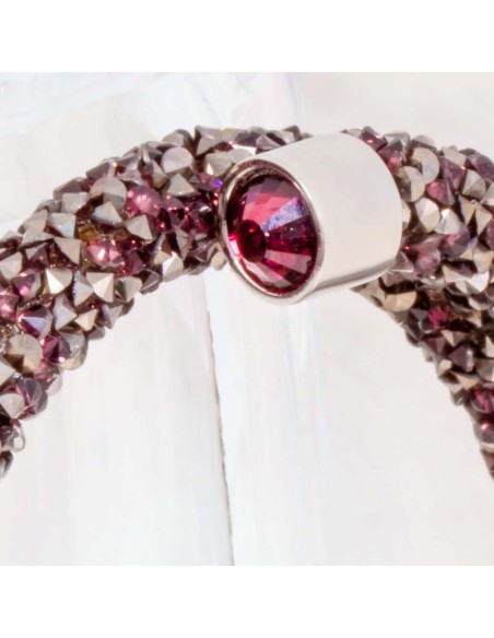 Bracelet SIBERIA DOUBLE CRYSTAL Purple Silver Double Tour Multirangs Pêle-mêle de cristal Argenté et Prune Améthyste Rhodium