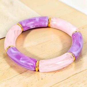 Bracelet LEAMBOS STEEL Mauve Gold Bracelet de perles...