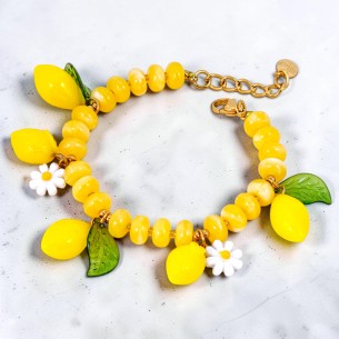 Bracelet MENTONE STEEL Yellow Gold Bracelet de perles à...