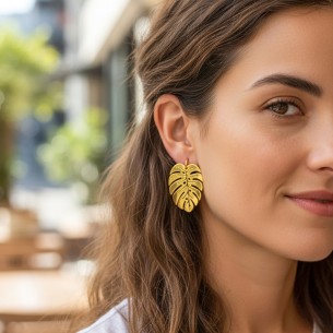 Boucles d'oreilles JUNGLE STEEL Gold Pendantes courtes... 2