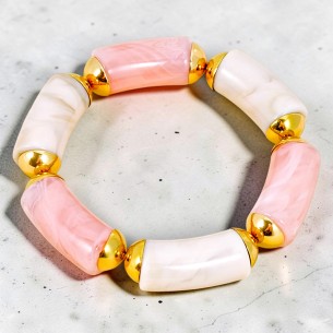 Bracelet DAMBOS Light Pink Gold Bracelet de perles souple...