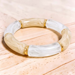 Bracelet LEAMBOS STEEL Off-White Gold Bracelet de perles...