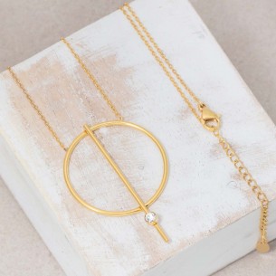 JUPITER Gold minimalist mid-length necklace crystal...