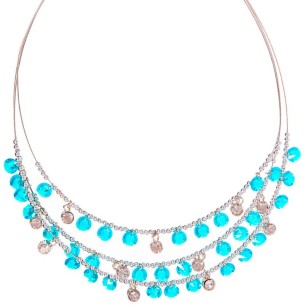 Collier DELPHA Turquoise Silver Ras de cou Multirangs à...