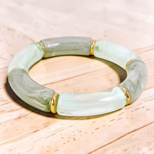 Bracelet LEAMBOS STEEL Aqua Green Gold Bracelet de perles...