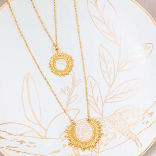 Bijoux collier multi-rangs Ethnique symbole solaire  SUNTWICE Gold Menthe À l'O acier inoxydable doré Bijoux Sauvages 2