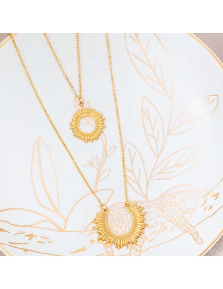 Bijoux collier multi-rangs Ethnique symbole solaire  SUNTWICE Gold Menthe À l'O acier inoxydable doré Bijoux Sauvages