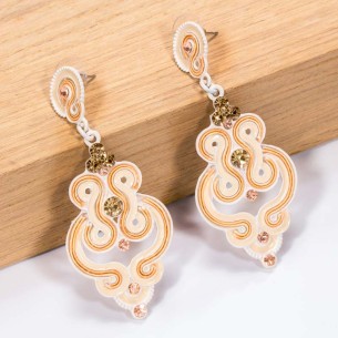 Boucles d'oreilles ASTRAEL Beige Silver Pendantes...