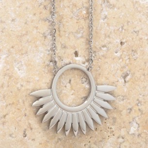 Bijoux collier Symbole solaire fin court JANGO Silver Menthe À l'O acier inoxydable Argent Bijoux Sauvages