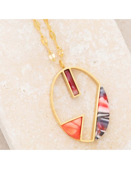 Bijoux collier minimaliste fin court CALYPSO Coral Gold Menthe À l'O acier inoxydable doré rouge corail Bijoux Sauvages