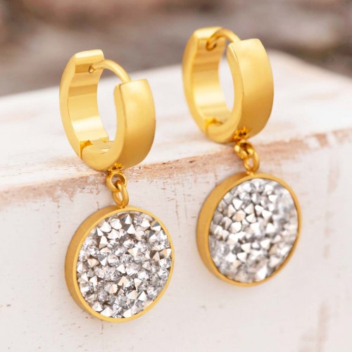 DUSTIN Gold Silver pendant hoop earrings crystal steel silver