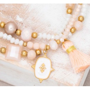 MARGO White Gold pearl bracelet golden steel medal and... 2