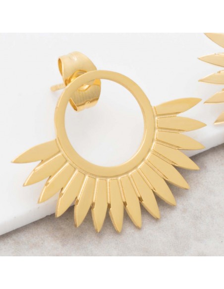 Bijoux boucle d'oreille Menthe À l'O JANGO Gold acier inoxydable doré puces demi lune symbole solaire Bijoux