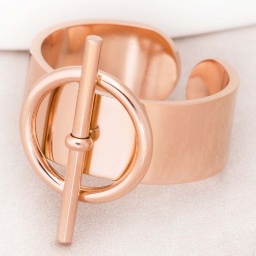 JUPITER Rose Gold ring Flexible adjustable bangle Minimalist Rosé Stainless steel gilded with fine rose gold