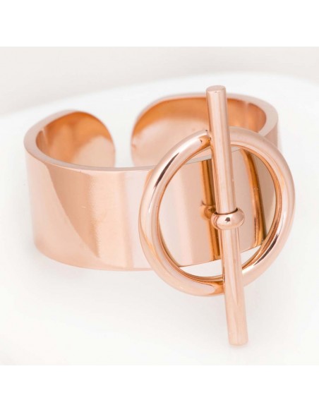Bague JUPITER Rose Gold Jonc réglable flexible Minimaliste Rosé Acier inoxydable doré à l'or fin rosé