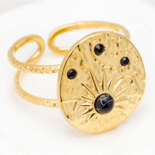 Ring GALAXA Gold & Black Flexible adjustable...