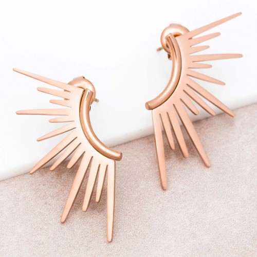 SUNRISE Rose Gold Earrings Rosé and Rosé Solar Arc Ear Studs Stainless steel gilded with fine rose gold