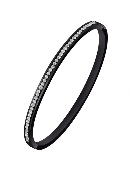 Bijoux bracelet jonc SMEET  Menthe À l'O fin  acier inoxydable Noir cristal Bijoux Sauvages