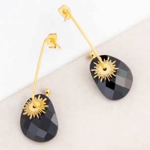 SUNSTAR Black Gold Dormeuse hoop earrings with Gold and...