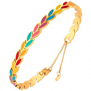 NOGUELIA STEEL Color Gold bracelet Adjustable flexible...