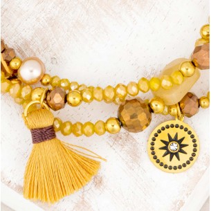 DIVOLINE Mustard Yellow Gold Bracelet Multi-strand solar... 2