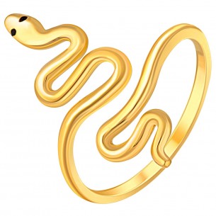 Ring SNAKO STEEL Black Gold Adjustable Jonc Flexible Snake Gold and Black Stainless Steel Gold with Fine Gold Crystal
