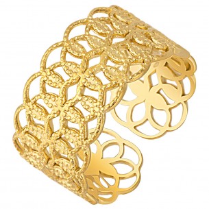 Ring CENDIOLA STEEL Gold Openwork Openwork Jonc flexible Baroque or romantic Gold Stainless steel gilded with fine gold