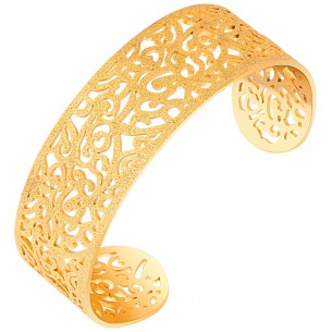 ROSES OF MY LOVE STEEL Gold bracelet Rigid flexible cuff Floral clause Gold Stainless steel gilded with fine gold