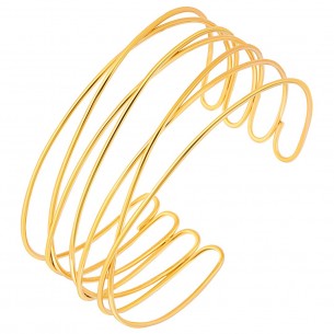 Bracelet LINEAL STEEL Gold Manchette flexible rigide Classique intemporel Doré Acier inoxydable doré à l'or fin
