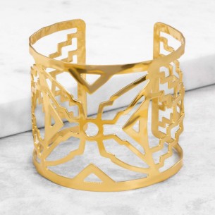 Bracelet COLOMBIANA Gold Manchette réglable flexible rigide ajourée Antique Doré Laiton doré à l'or fin