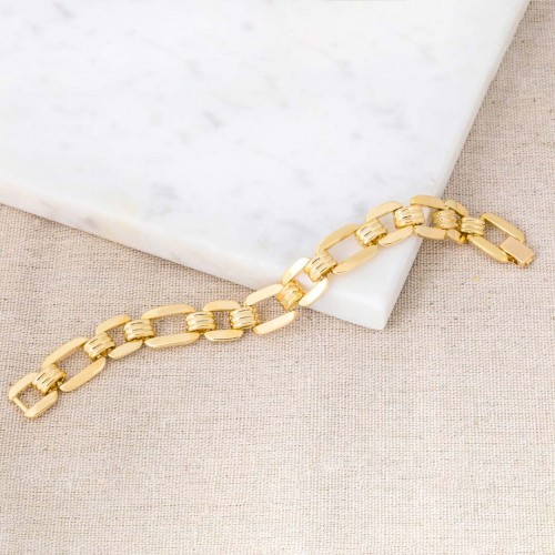 GRACIE Gold bracelet Flexible chain bracelet Railroad mesh Golden Brass gilded with fine gold