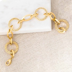 EMILY Gold bracelet Flexible chain bracelet Intercalated rings Golden Brass gilded with fine gold