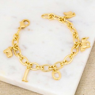 EQUESTRA Gold bracelet Flexible chain bracelet Lucky charms Golden and Golden Brass gilded with fine gold