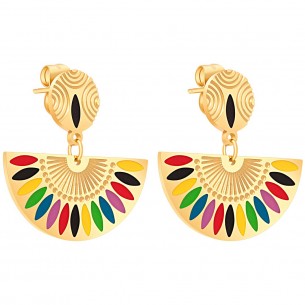Earrings GYPTOS STEEL Color Gold Short pendant Ethnic...