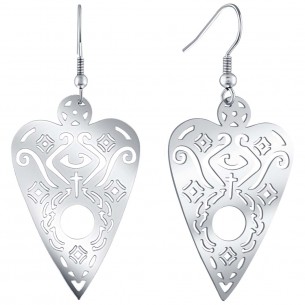 Earrings ROMEO SILVER STEEL Silver Openwork pendants Heart Silver Stainless steel