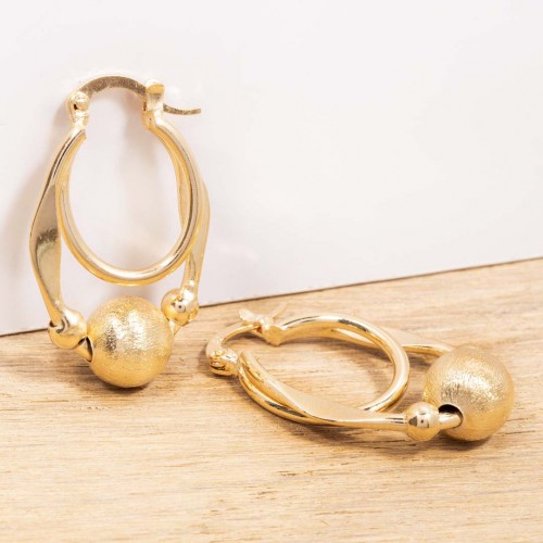 EOVA Gold earrings Openwork hoops Double hoops with pearls Golden Brass gilded with fine gold