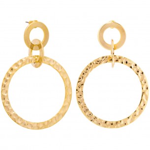TOLINE Gold Earrings Openwork pendants Hammered Gold Brass gilded with fine gold