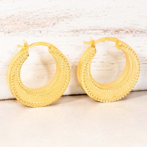 Earrings CESAYA Gold Hoop earrings Chiseled Golden Brass gilded with fine gold