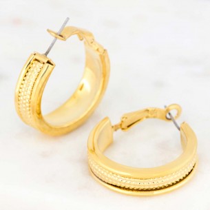 LOUISON Gold earrings Flat hoops Chiseled Golden Brass gilded with fine gold
