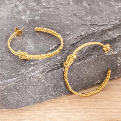 ROPE Gold earrings Hoop earrings Nautical knot Golden Stainless steel gilded with fine gold