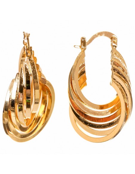 Boucles d'oreilles TEALINE Gold Créoles multirangs Torsadé Doré Laiton doré à l'or fin