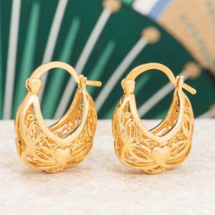 BENALMADA Gold earrings Openwork hoop earrings Golden Basket Brass gilded with fine gold