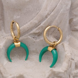 LUNIS Gold & Green gold steel minimalist stud earrings