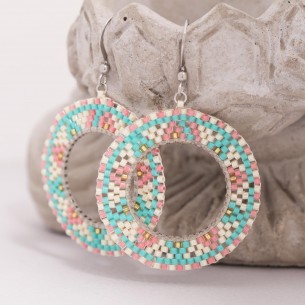 MINAAKA STEEL Silver Color boucles d'oreilles perles de miyuki pendantes acier Argent tissage ethnique