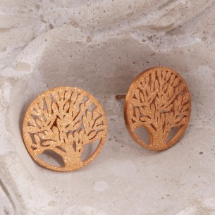 WILD TREE Rose Gold Silver Black Gold earrings tree of life post golden silver black