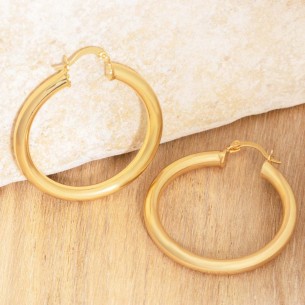 Earrings ELOLA Gold Tube hoops Simple rings Golden Brass gilded with fine gold