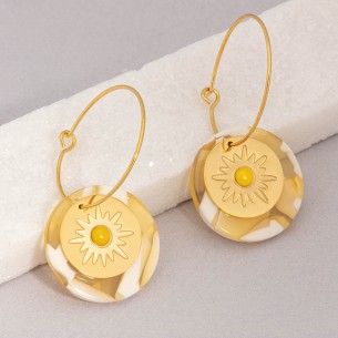 ASTORIA Yellow Gold Earring Jewelry Gold Steel Creoles Golden Star Symbol