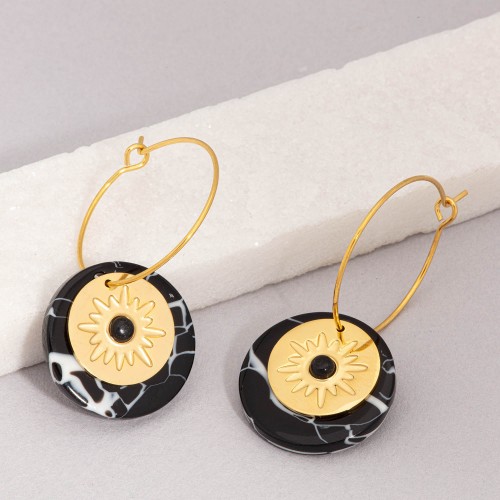 ASTORIA Black Gold Earring Jewelry Black Gold Steel Creoles Star Symbol