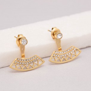 SORBAL Gold Silver boucles d'oreilles courte pendantes ethnique acier doré argent Cristal