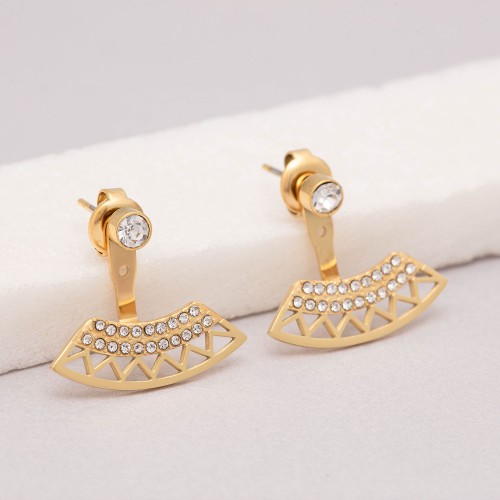 SORBAL Gold Silver earrings short pendant ethnic golden steel silver crystal